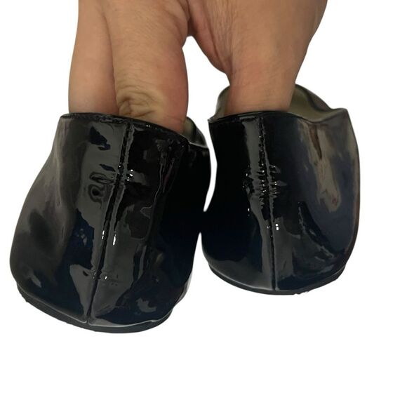 Tory Burch Reva Black Patent Ballet Flats Size 7M Logo Coin Shoes - Picture 9 of 11